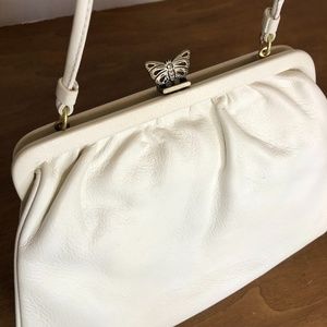 Vintage Marc Jacobs Butterfly clasp White Leather Hand Bag! Unused W/Dustbag!